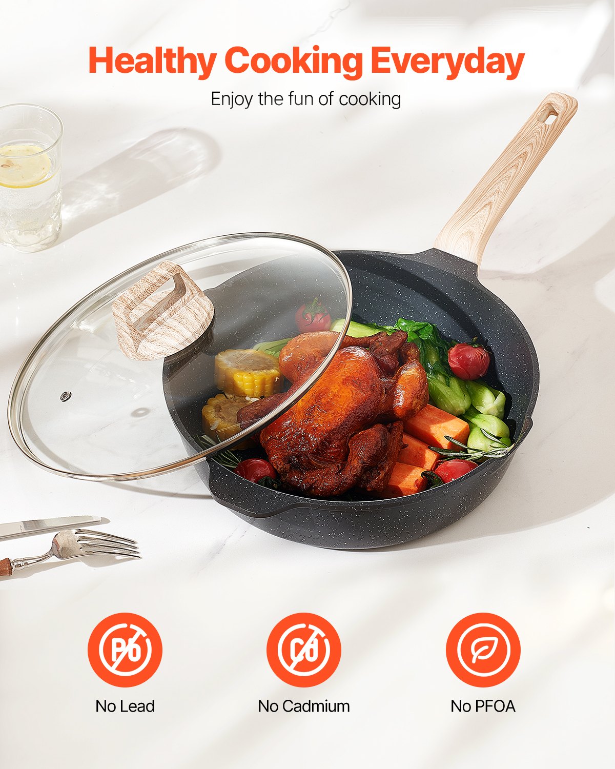 19 Piece Pots And Pans Set Granite Nonstick Kitchen Cookware Induction Black