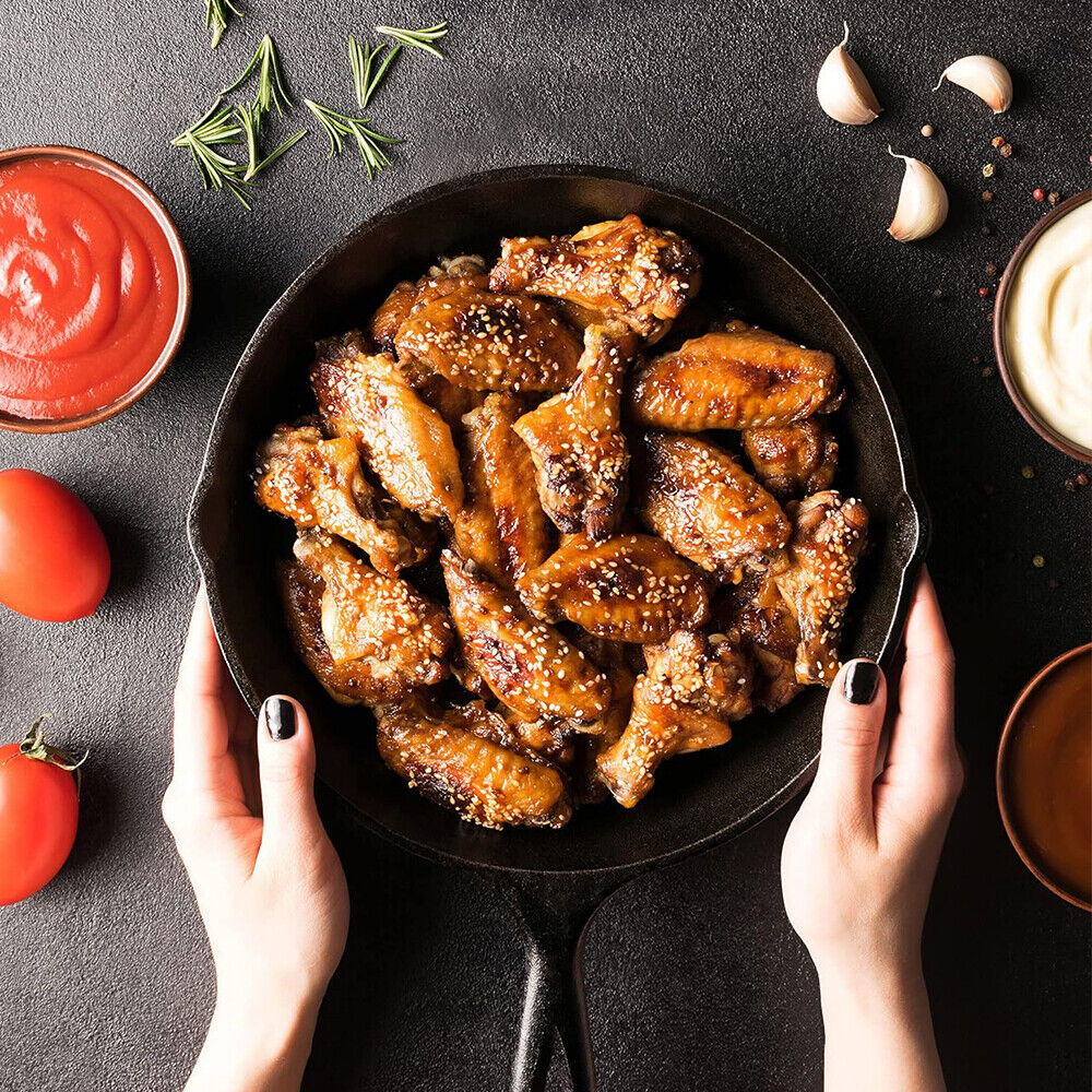 Set Of 3 Cast Iron Non Stick Skillet Griddle Cooking Pan Pre-Seasoned Frying Pan